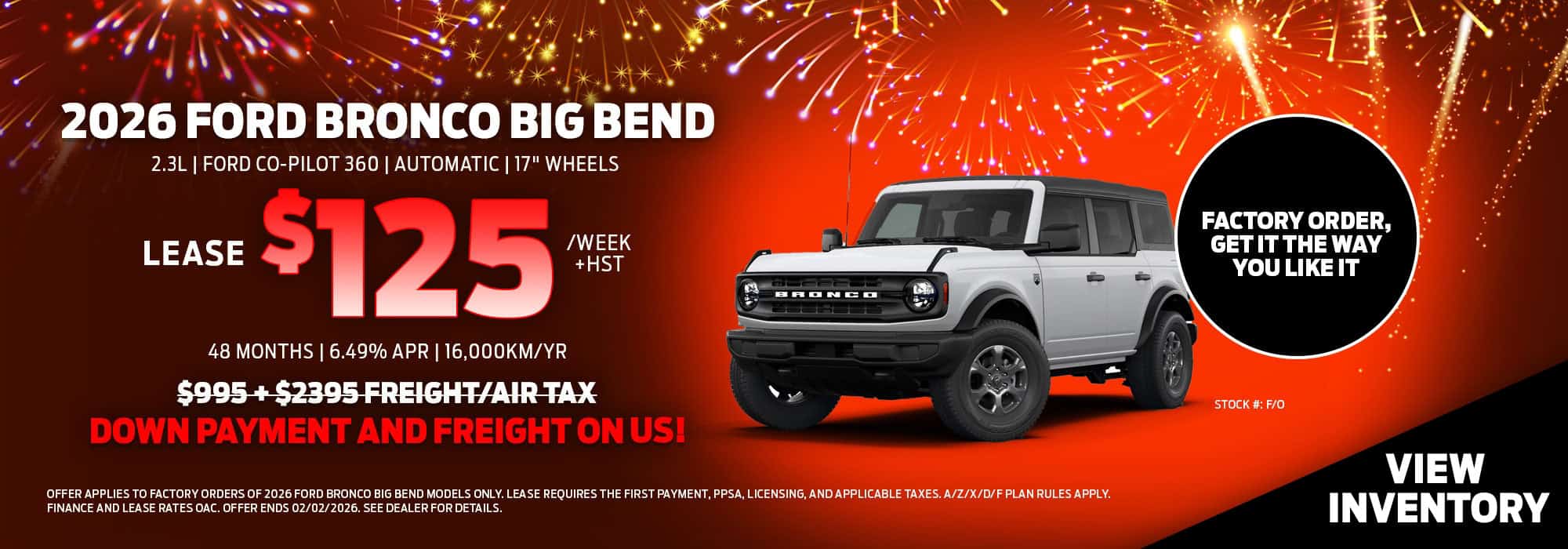 Bronco - Downpayment & Freight On Us